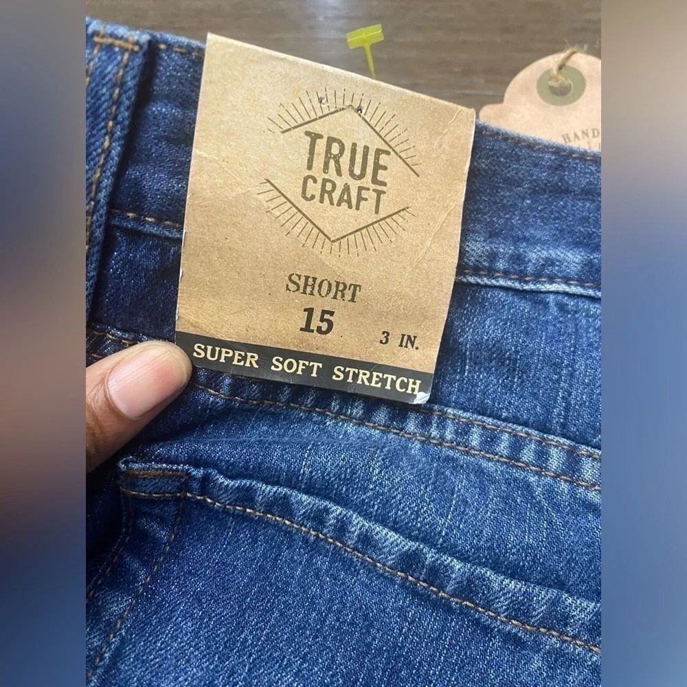 True Craft women’s high rise denim shorts size 15 Stars Stripes print
